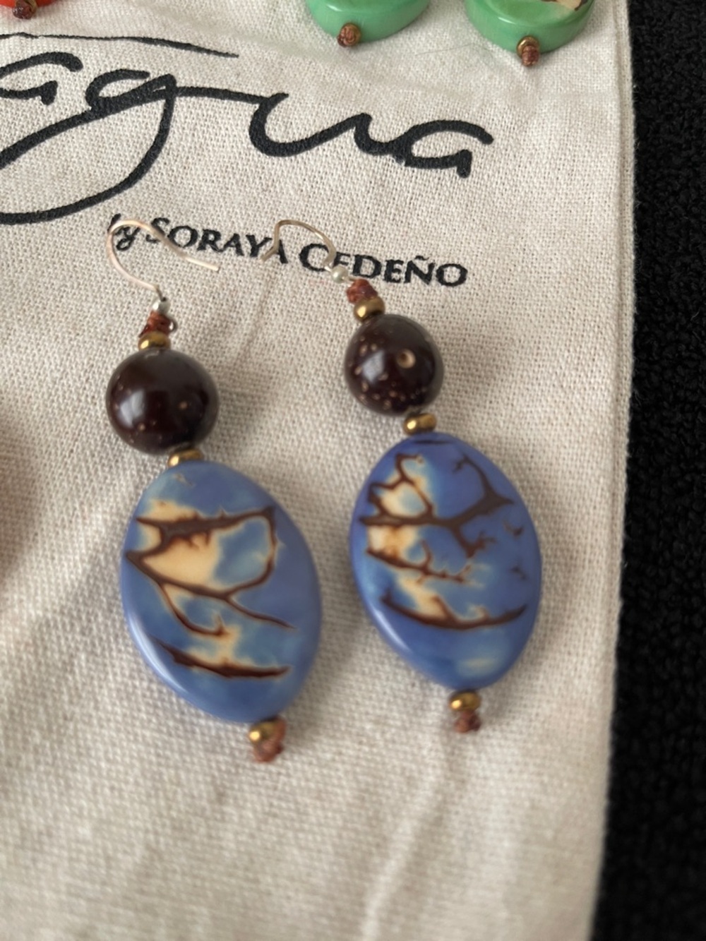 Handcrafted Pink Tagua Drop Earrings - Picture 3 of 6